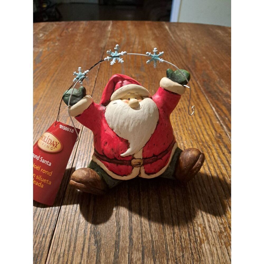 Holiday Living Round Santa Claus Rustic Farmhouse Christmas Holiday Figurine 6"